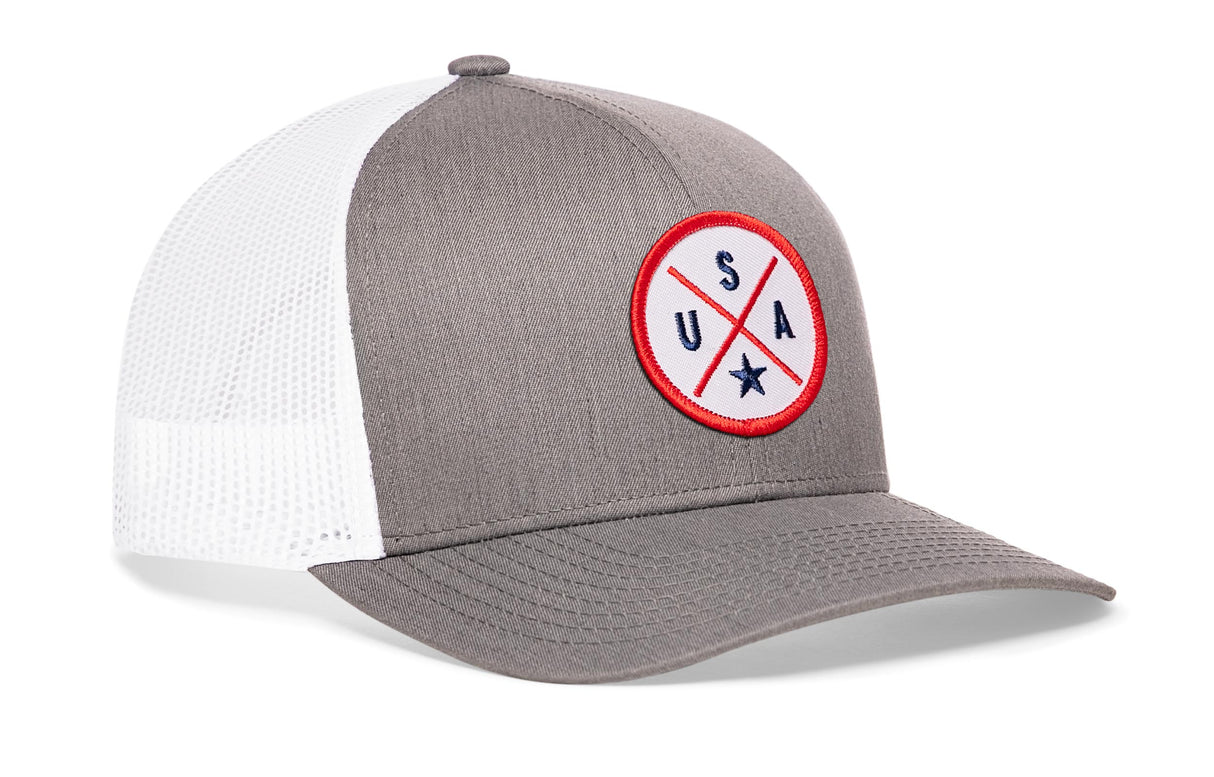 USA Trucker Hat | White-Red-Blue America Snapback