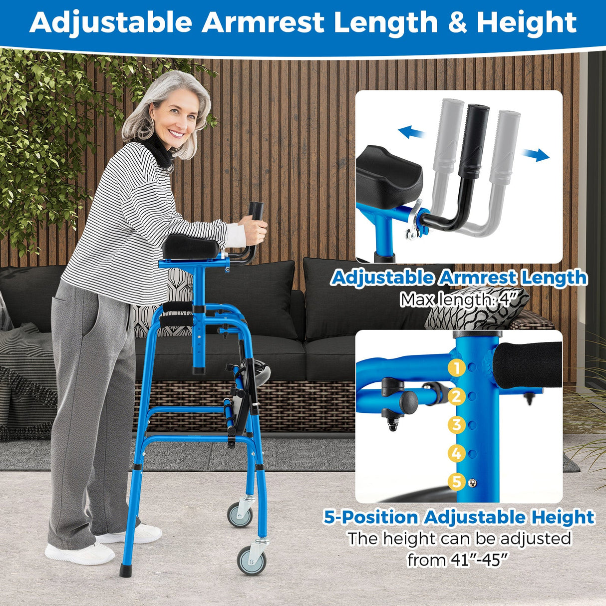 Andador enrollable versátil para entrenamiento de rehabilitación
