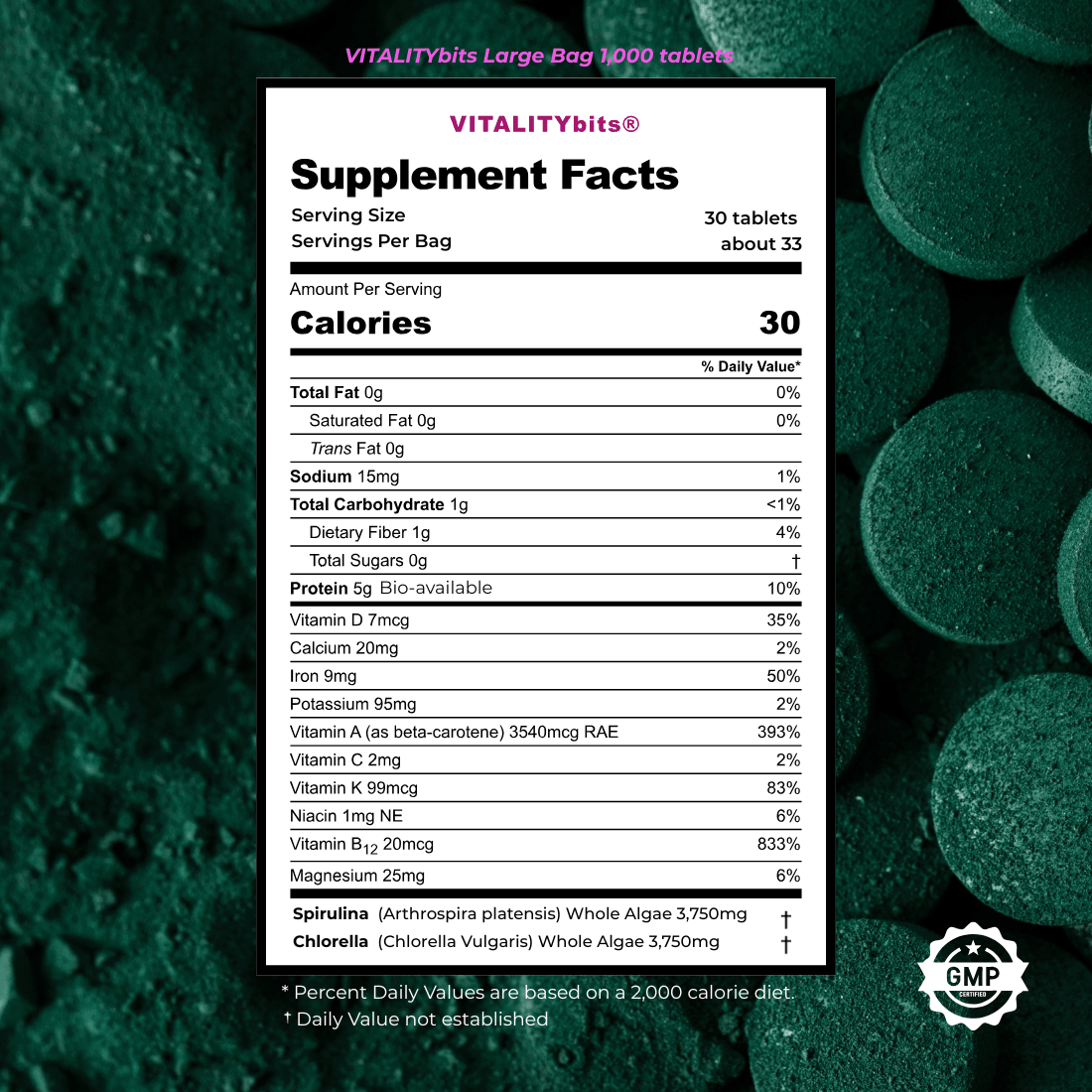 VITALITYbits® Spirulina/Chlorella | Large Bag