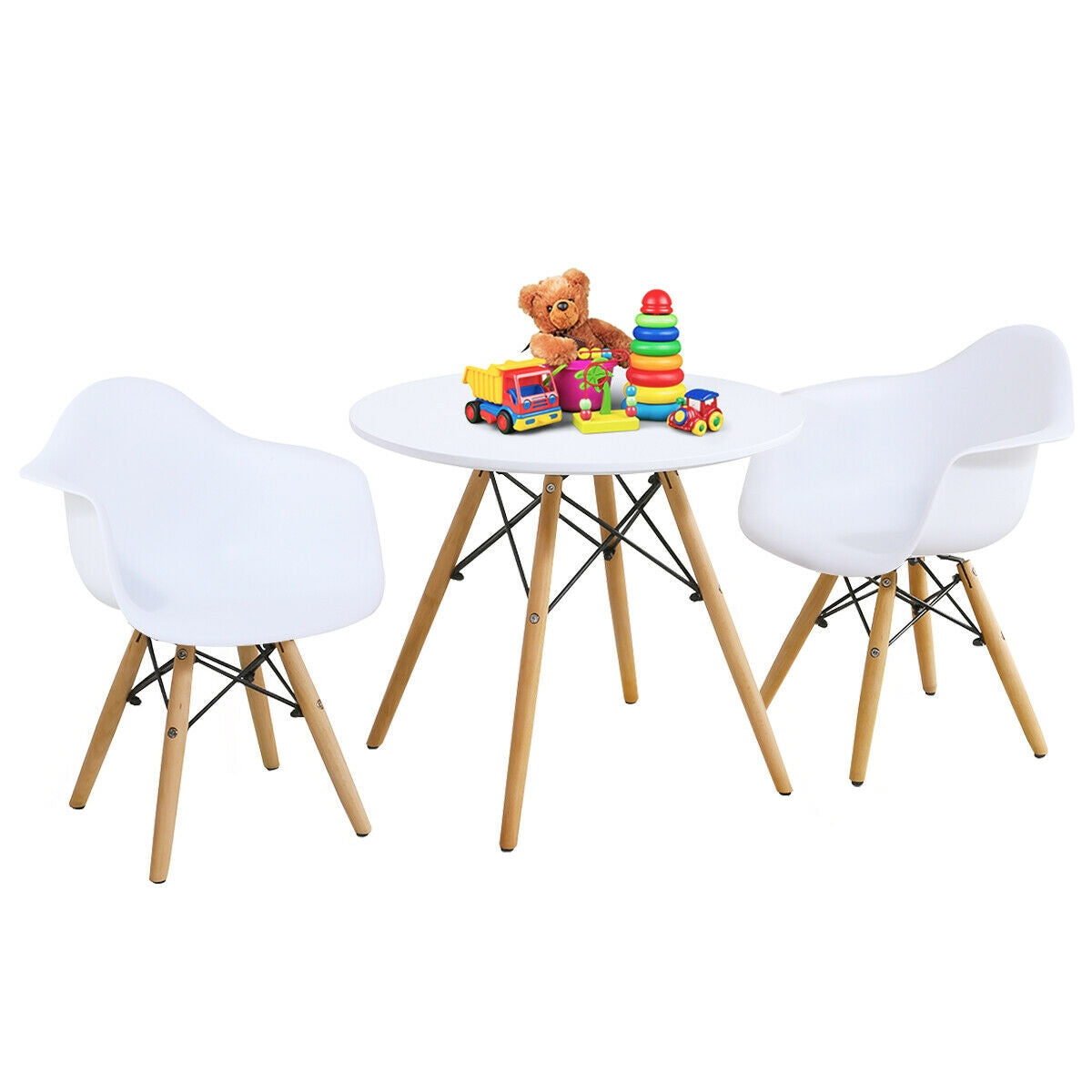 Juego de 3 piezas de mesa y sillas redondas modernas para niños