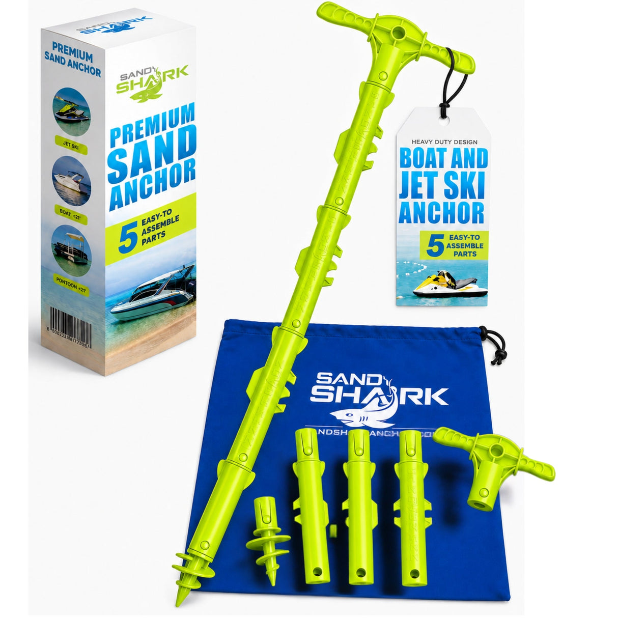 Sport Anchor with Carrying Case- Shallow Water Anchor Pole for Boats and PWC. Easy Storage, High-Strength ABS (4' tall)