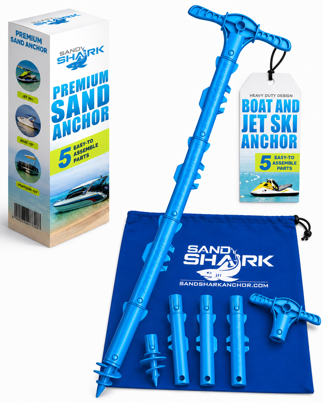 Sport Anchor with Carrying Case- Shallow Water Anchor Pole for Boats and PWC. Easy Storage, High-Strength ABS (4' tall)
