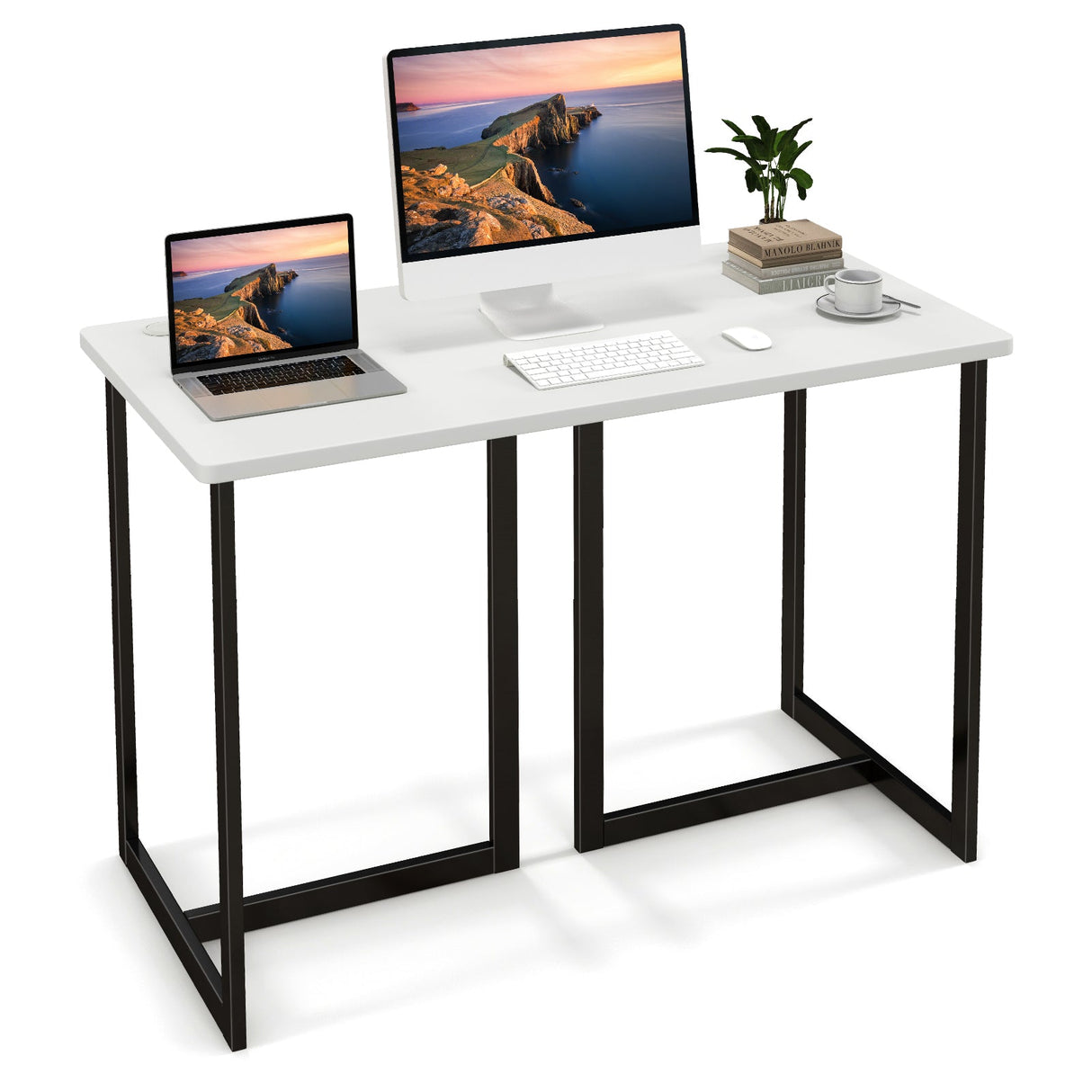 Escritorio moderno para ordenador, mesa de estudio y escritura de 47 pulgadas con estructura de metal