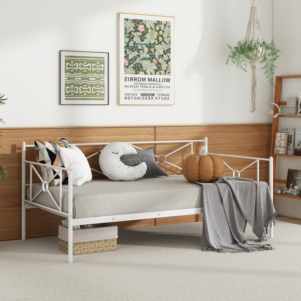 Metal Daybed Twin Bed Frame Stable Steel Slats Sofa Bed