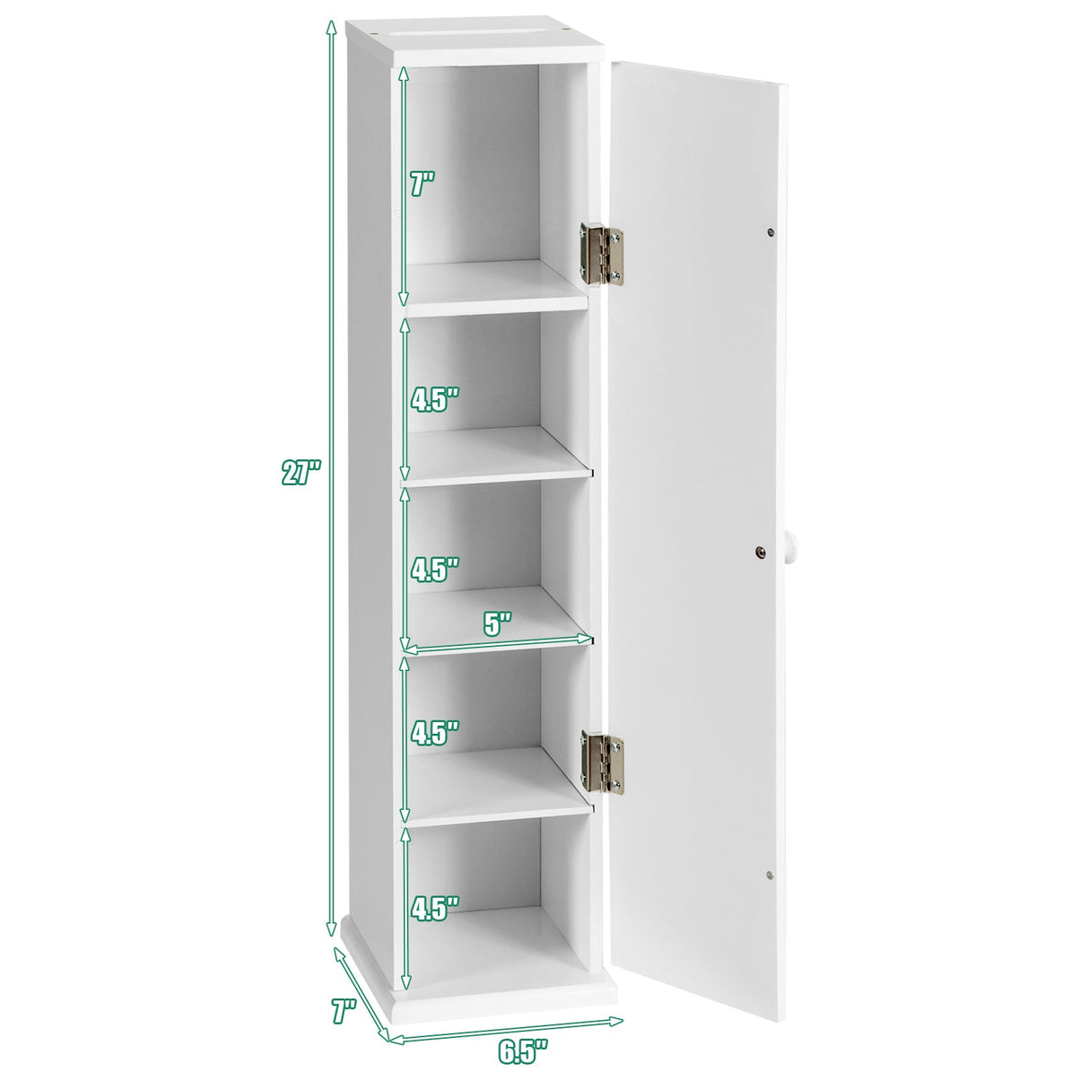 Portarrollos de papel higiénico independiente con 4 estantes y ranura superior para baño - Blanco