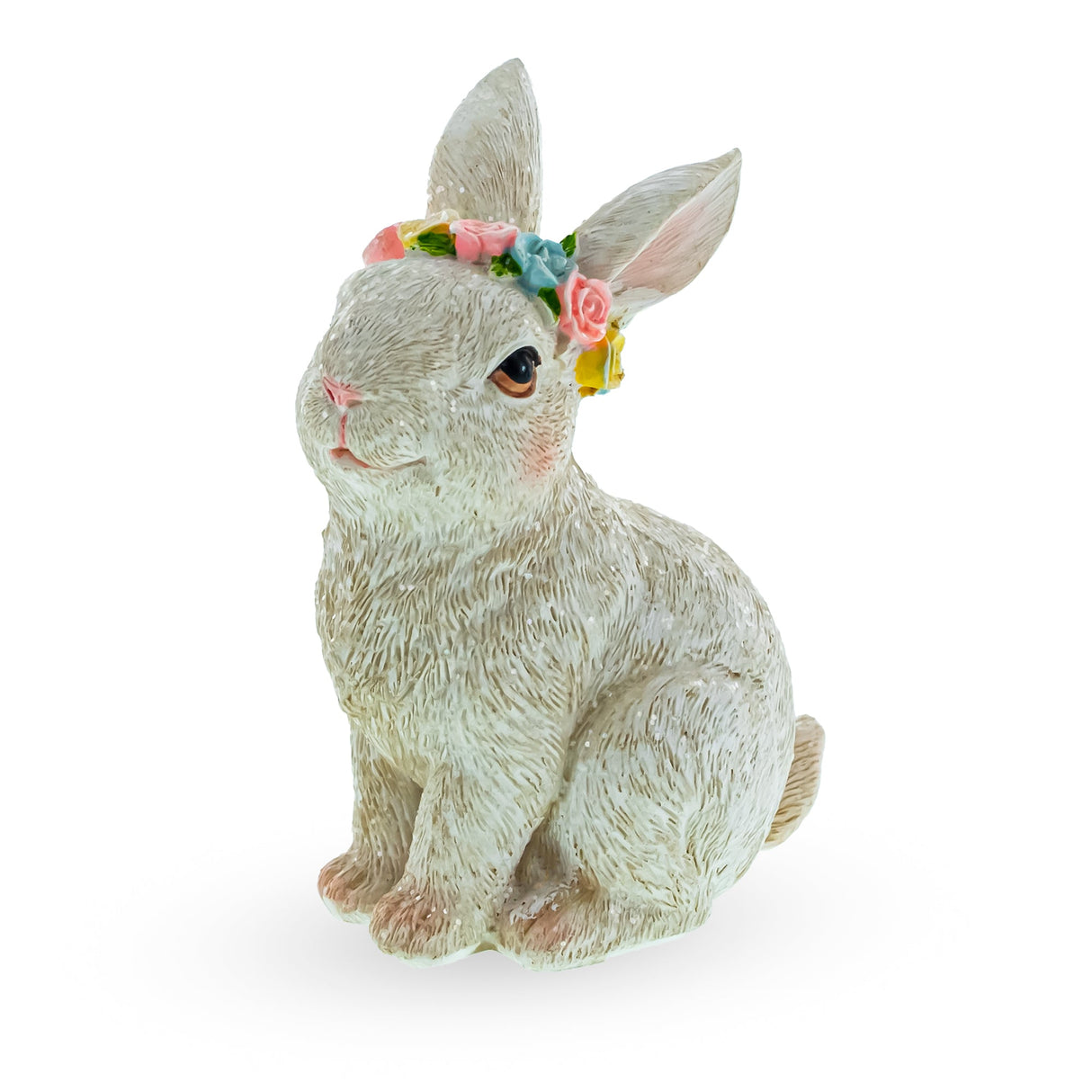 Bunny with Textured Fur Figurine Elegant Spring & Easter Rabbit Decoration 4.2 Inches