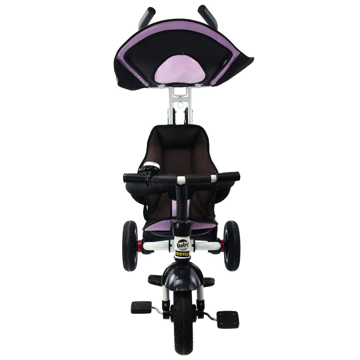 Triciclo Cochecito de Aprendizaje 4 en 1 Desmontable para Bebé con Toldo y Bolso - Rosa