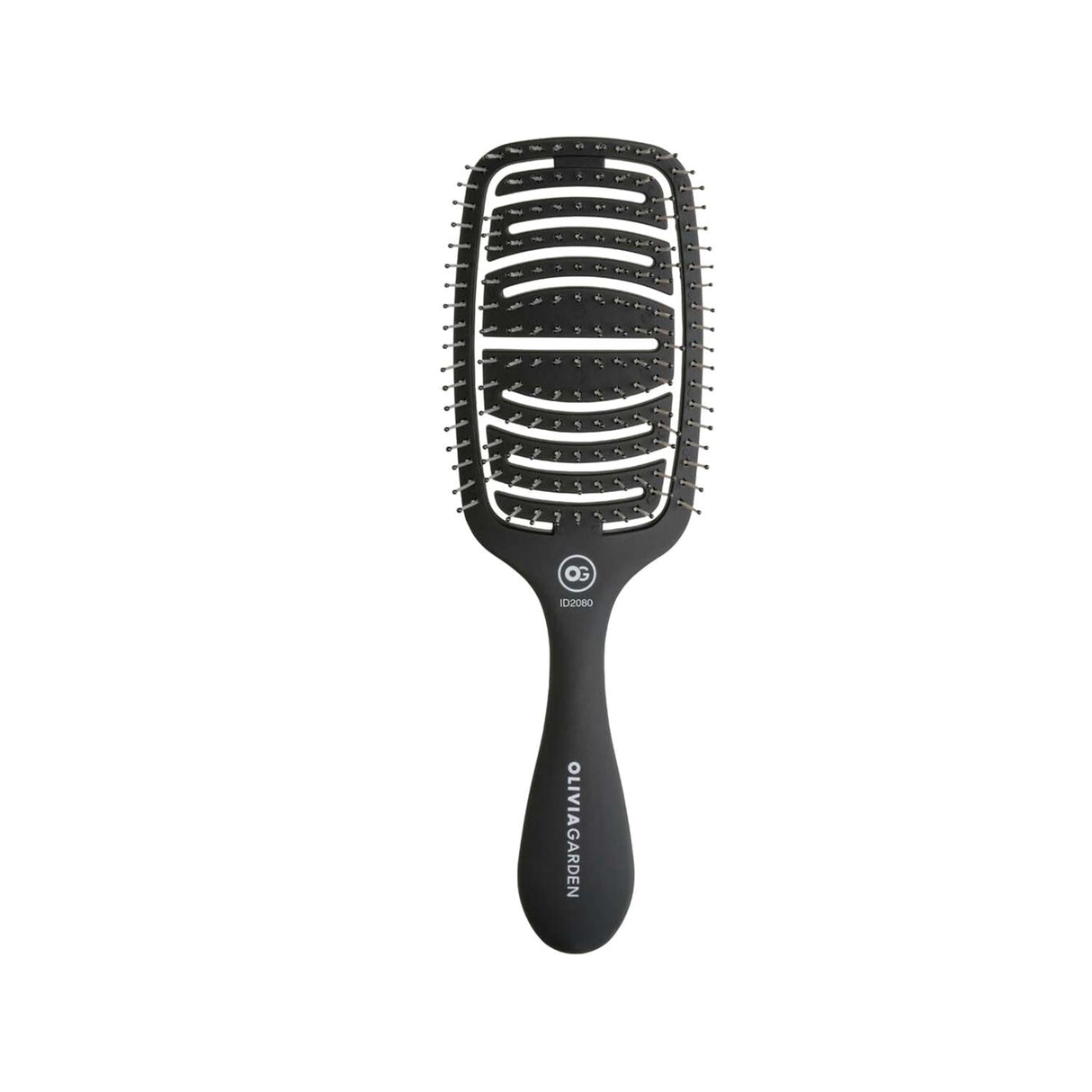 Olivia Garden Hair Brush - Essential Care Flex Thick Hair Bristles Matt Black for Gentle Detangling