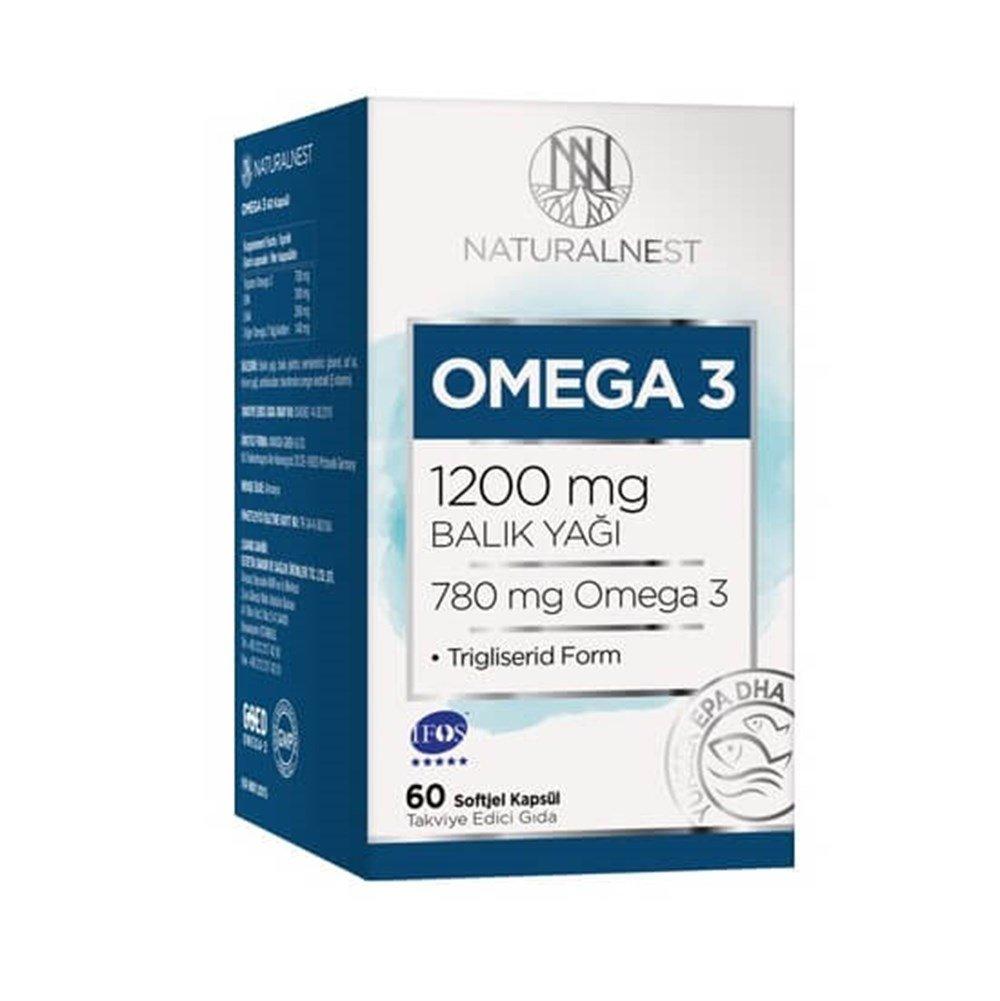 Naturalnest Omega-3 1200mg Fish Oil Capsules - 60 Softgels for Heart Health Support