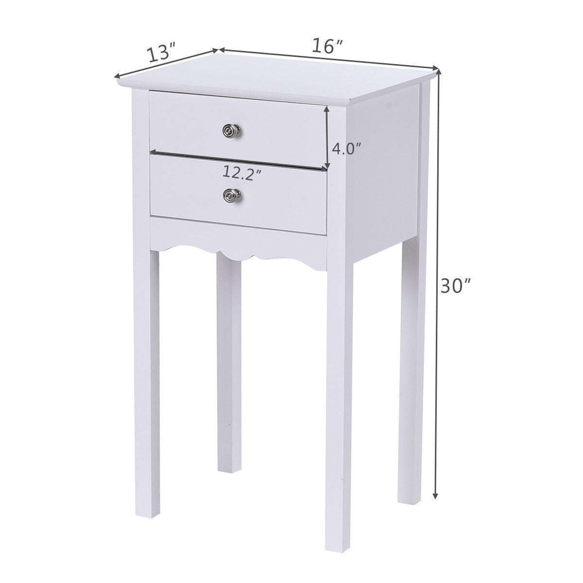 Mesa auxiliar/lateral decorativa con 2 cajones - Blanca
