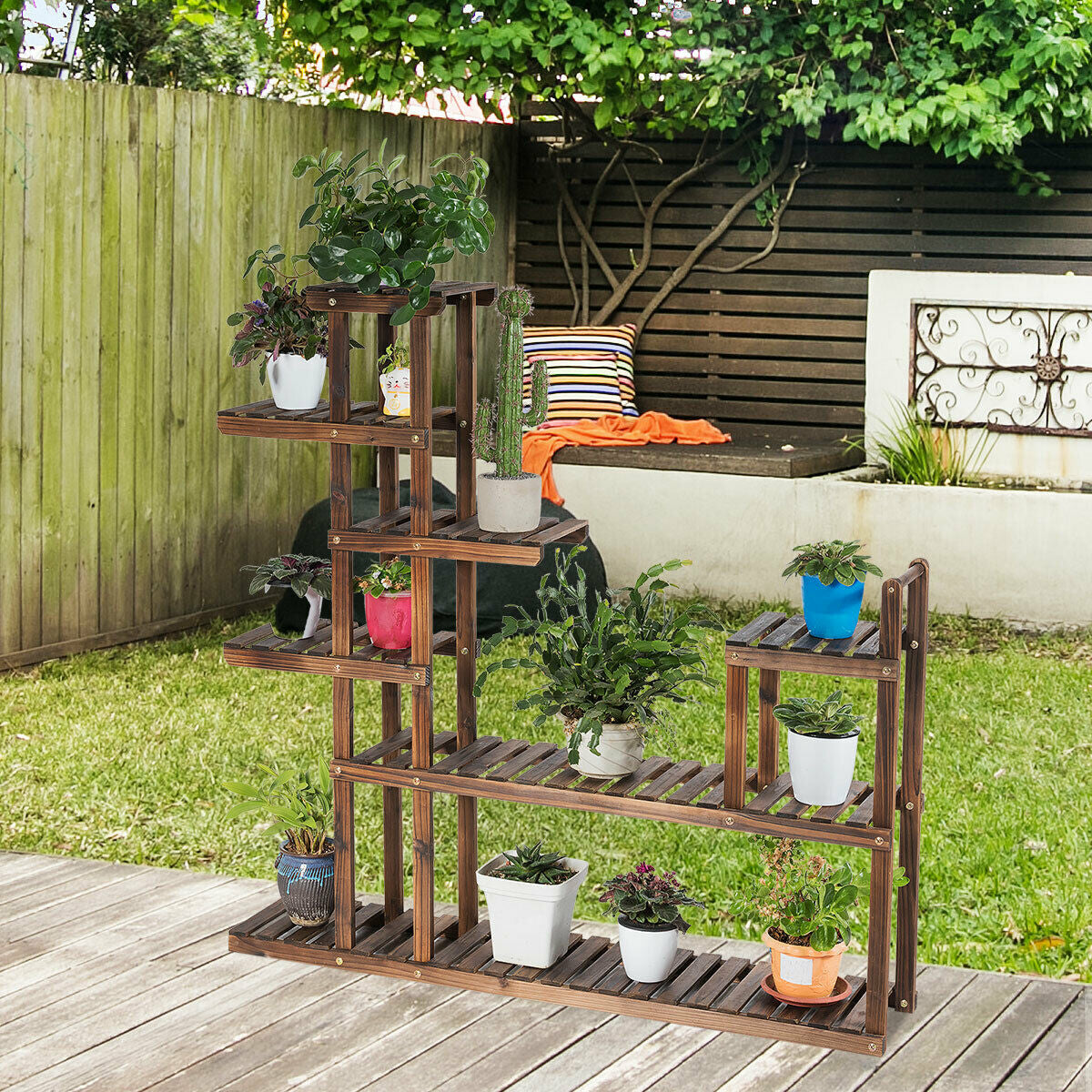 Estantería de madera de 7 niveles para plantas y flores