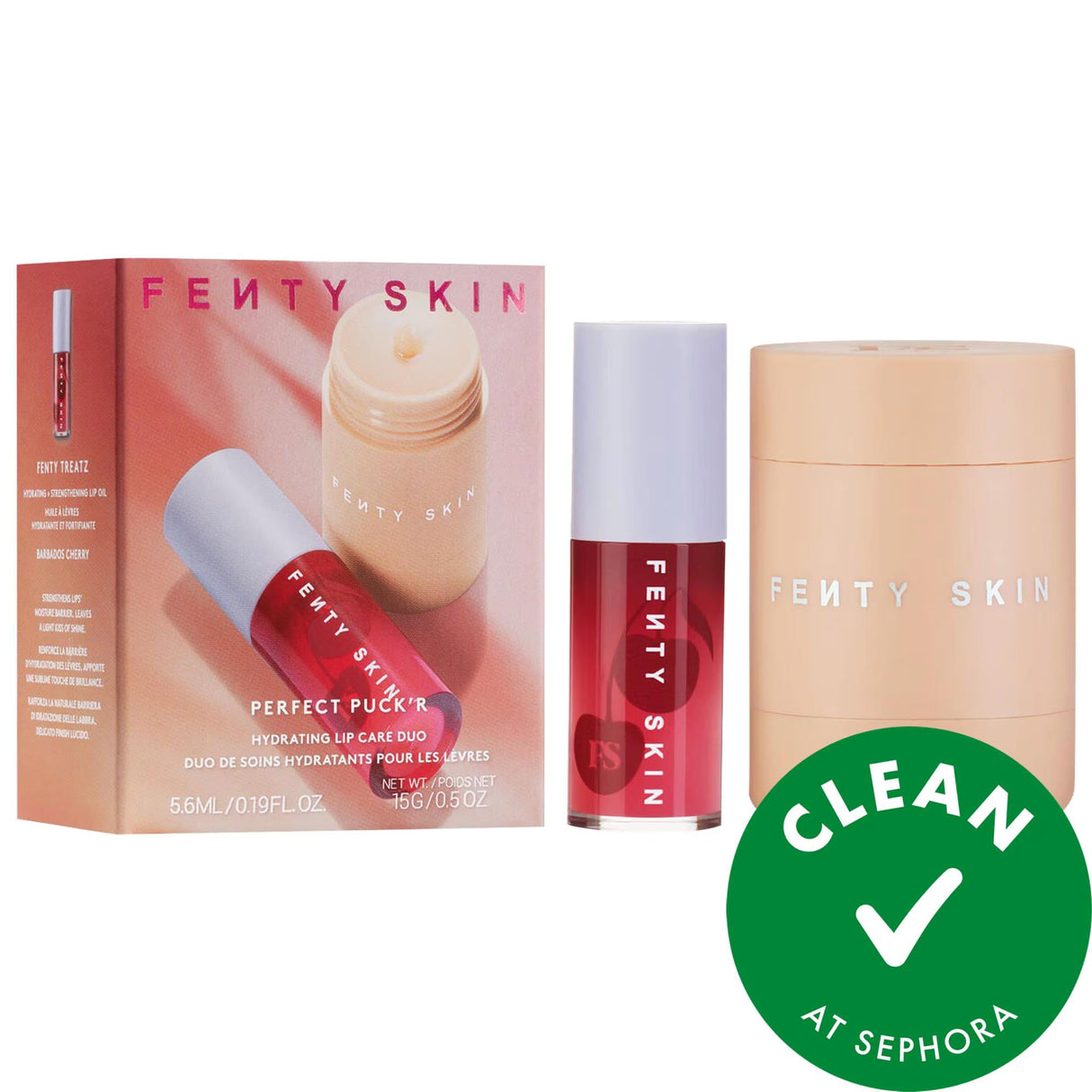 Fenty Beauty Perfect Puck'r Hydrating Lip Care Duo - Vegan Lip Mask & Oil for Dry Lips