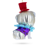 Pug in a Festive Red Hat Glass Christmas Ornament