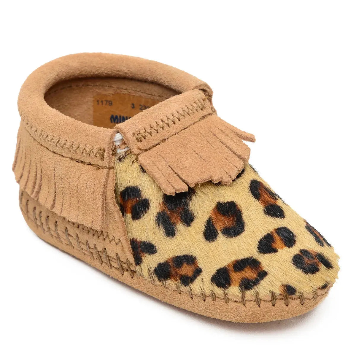 Patucos Minnetonka Leopard Riley - Mocasines para bebés