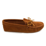 Mocasín Minnetonka de cuero con cordones y suela blanda para hombre