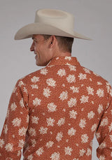 Roper 2282 Crema Floral (Naranja) - Camisa Vaquera de Hombre