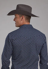 Camisa vaquera para hombre Roper 2284 White Squares (Navy)