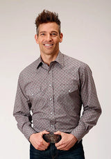 Camisa vaquera de hombre Roper 1888 Retro Print (Wine)