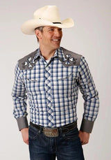 Camisa Western para Hombre Roper 01018 Royal Plaid (Azul)