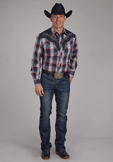 Roper 2109 a cuadros rojos (negro) - Camisa vaquera para hombre