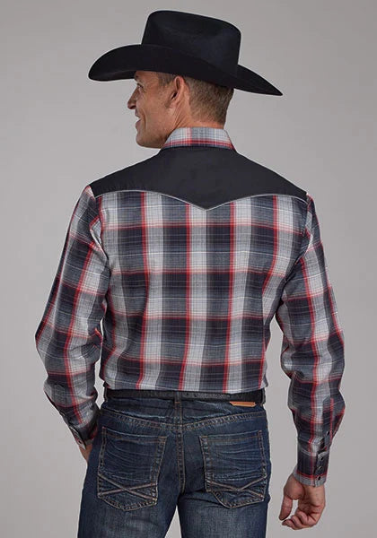 Roper 2109 a cuadros rojos (negro) - Camisa vaquera para hombre