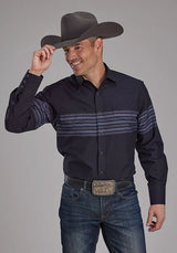 Camisa Western para Hombre Roper 2115 de Rayas (Negro)