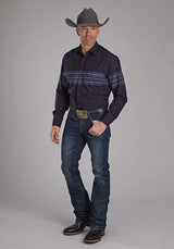 Camisa Western para Hombre Roper 2115 de Rayas (Negro)