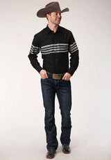 Roper 1203 Raya en el borde (Negro) - Camisa vaquera de hombre