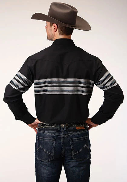 Roper 1203 Raya en el borde (Negro) - Camisa vaquera de hombre