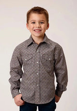 Camisa Western Roper Estampado Retro (Vino) - Niño