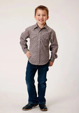 Camisa Western Roper Estampado Retro (Vino) - Niño