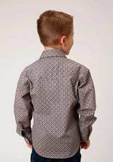 Camisa Western Roper Estampado Retro (Vino) - Niño