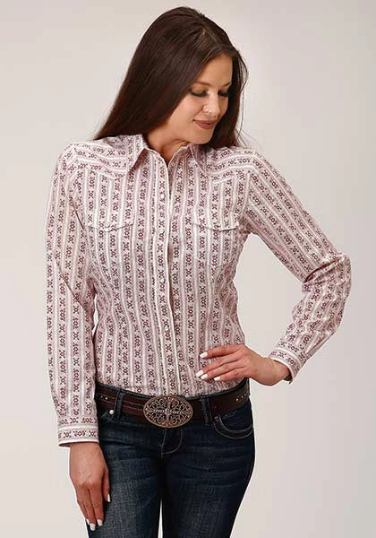 Camisa vaquera de mujer Roper 827 con estampado (vino)