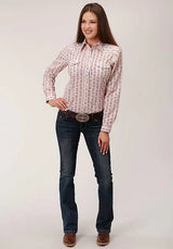 Camisa vaquera de mujer Roper 827 con estampado (vino)