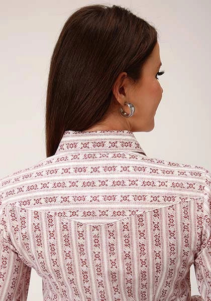 Camisa vaquera de mujer Roper 827 con estampado (vino)