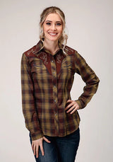 Roper 1205 Camisa vaquera de mujer con aplique elegante (marrón)