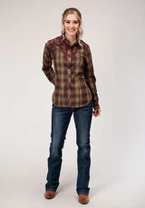Roper 1205 Camisa vaquera de mujer con aplique elegante (marrón)