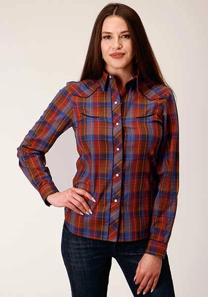 Camisa Western Roper 825 Fancy Yoke Windowpane (Roja) - Mujer