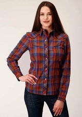 Camisa Western Roper 825 Fancy Yoke Windowpane (Roja) - Mujer