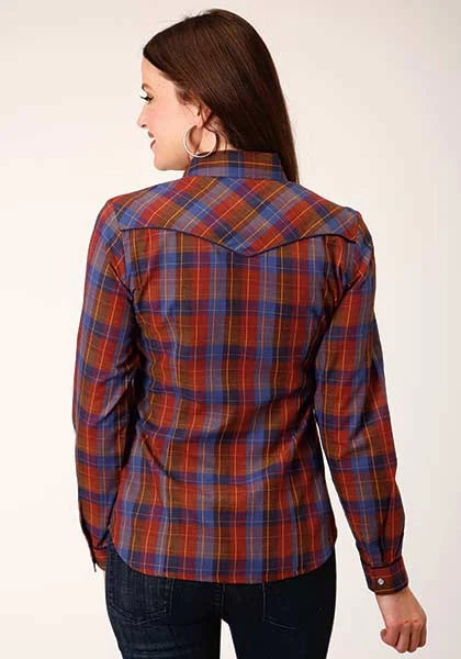 Camisa Western Roper 825 Fancy Yoke Windowpane (Roja) - Mujer