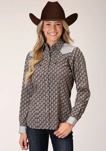 Roper 1199 Estampado de Lágrima (Gris) - Camisa Western para Mujer