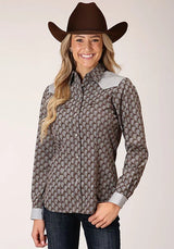 Roper 1199 Estampado de Lágrima (Gris) - Camisa Western para Mujer