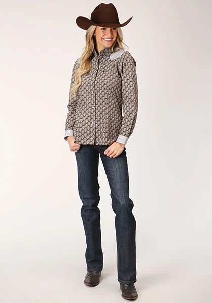 Roper 1199 Estampado de Lágrima (Gris) - Camisa Western para Mujer