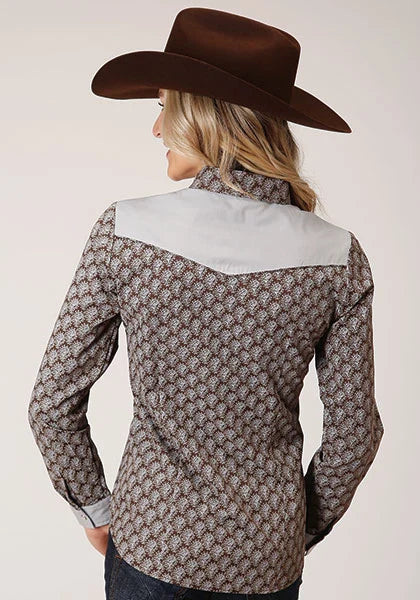 Roper 1199 Estampado de Lágrima (Gris) - Camisa Western para Mujer