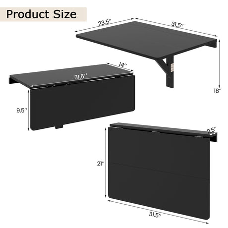 Mesa Plegable de Pared de 31.5 x 23.5 Pulgadas para Espacios Pequeños