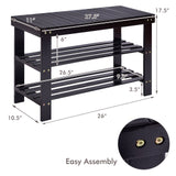 3 Tier Bamboo Bench Storage Shoe Shelf-Natural