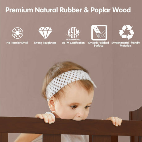 Cama convertible de madera 2 en 1 clásica para niños pequeños con 2 barandillas laterales para mayor seguridad
