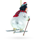 Bear and Penguin Skiing Glass Christmas Ornament