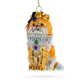 Chic Cat with Pendant Glass Christmas Ornament