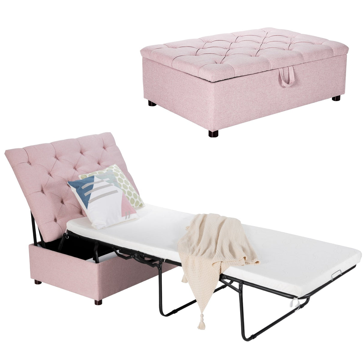 Cama Otomana Plegable con Colchón para Invitados y Siestas de Oficina